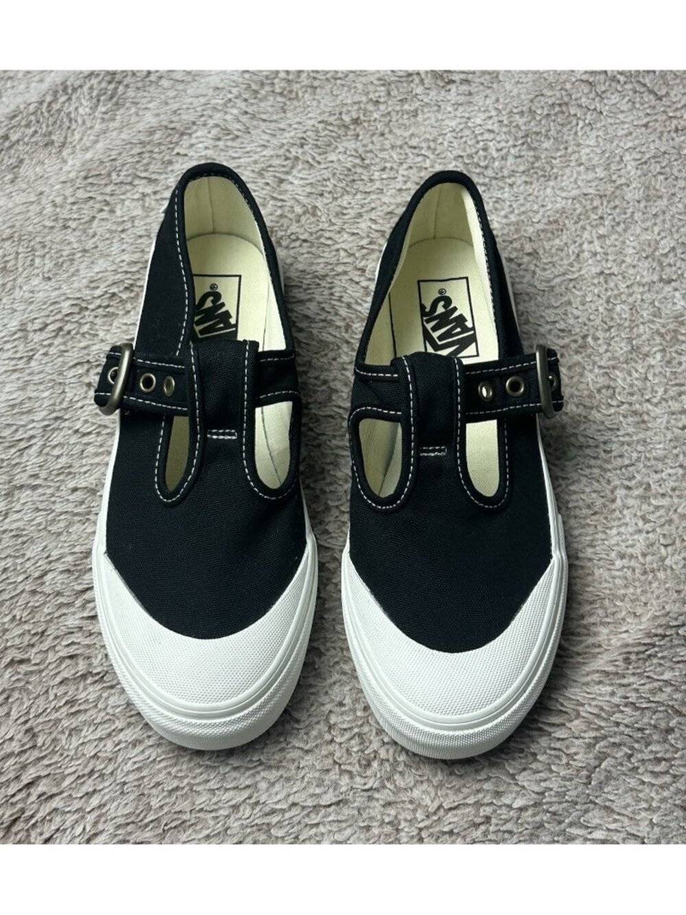 Vans Style 93 Mary Jane Women Size 7.5 Black White Canvas Buckle Shoes NEW - Picture 14 of 15